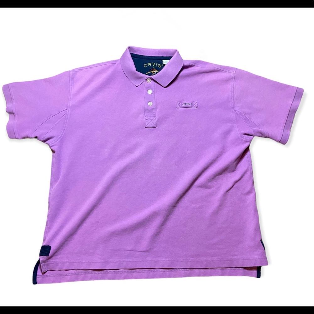 Orvis Purple Polo Shirt 100% Cotton Fly Fishing Reinforced Underarm Mens Sz XL